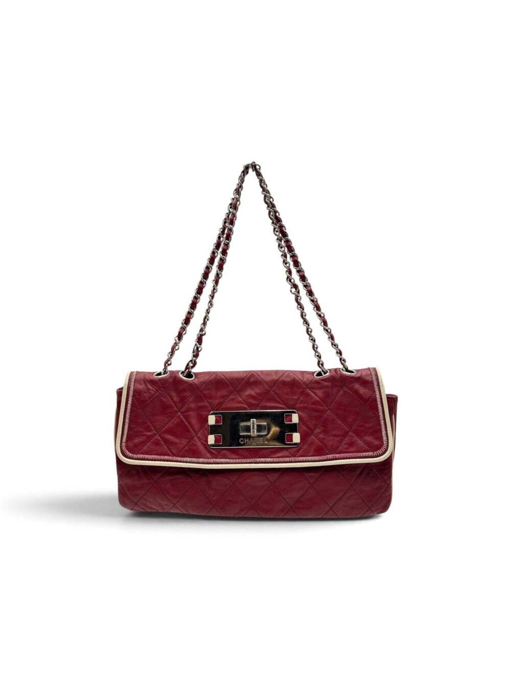 Chanel East West Mademoiselle Flap Bag Red Lambskin